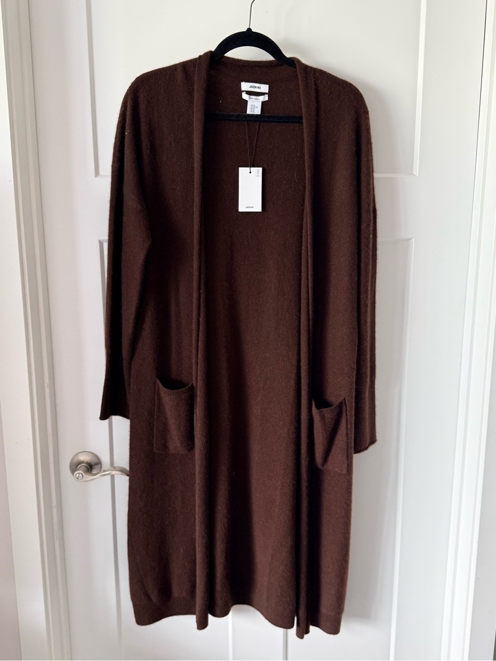 Jason Wu 100% Cashmere Brown Long Open Cardigan NWT